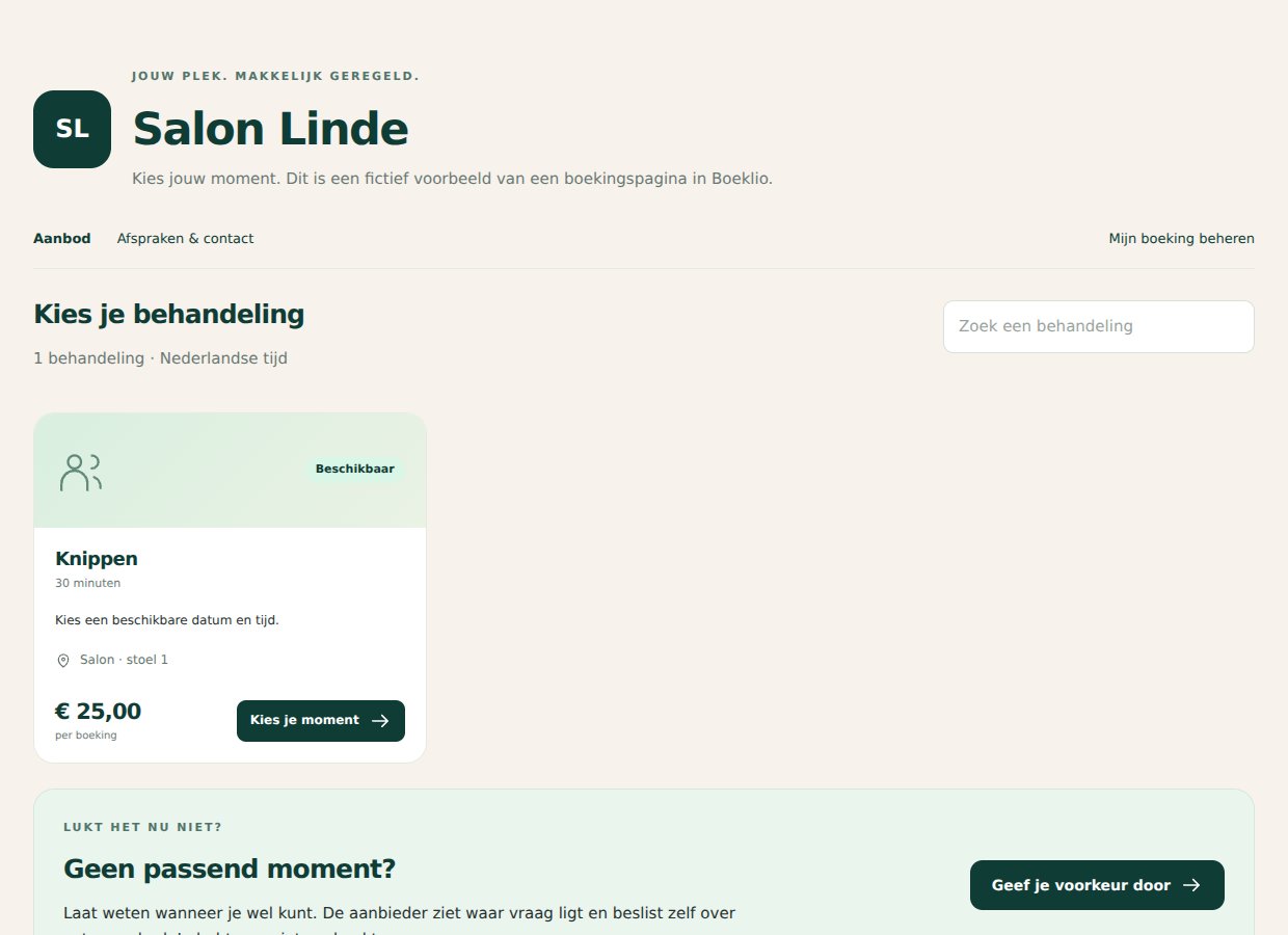 Boekingspagina van Salon Linde met Knippen. Fictief voorbeeld.