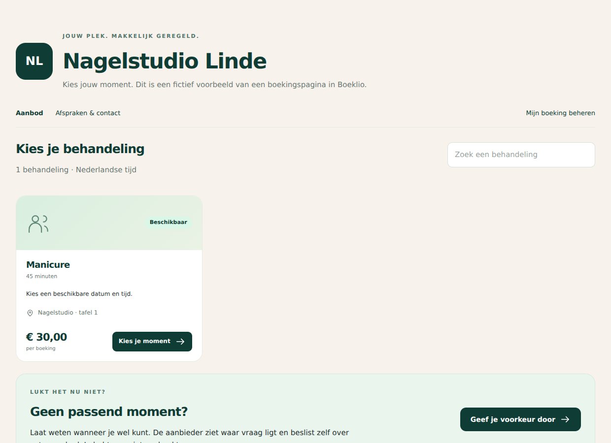 Boekingspagina van Nagelstudio Linde met Manicure. Fictief voorbeeld.