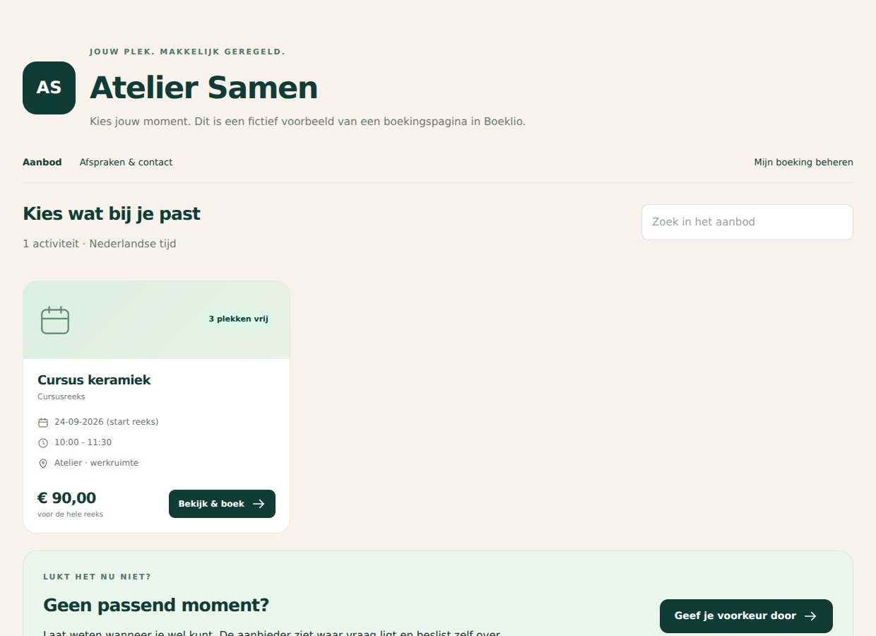 Boekingspagina van Atelier Samen met Cursus keramiek. Fictief voorbeeld.